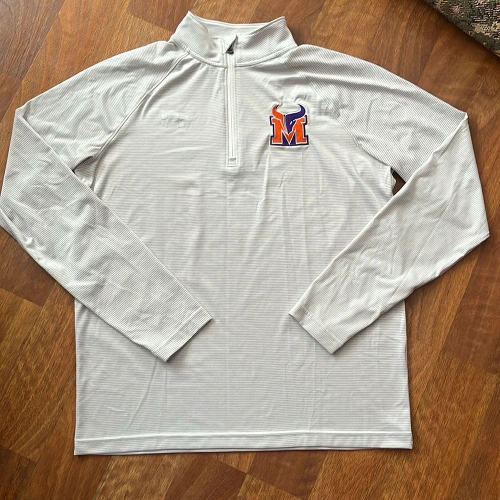 BNWOT Under Armor light gray striped loose heat gear 1/4 zip top - Picture 1 of 13